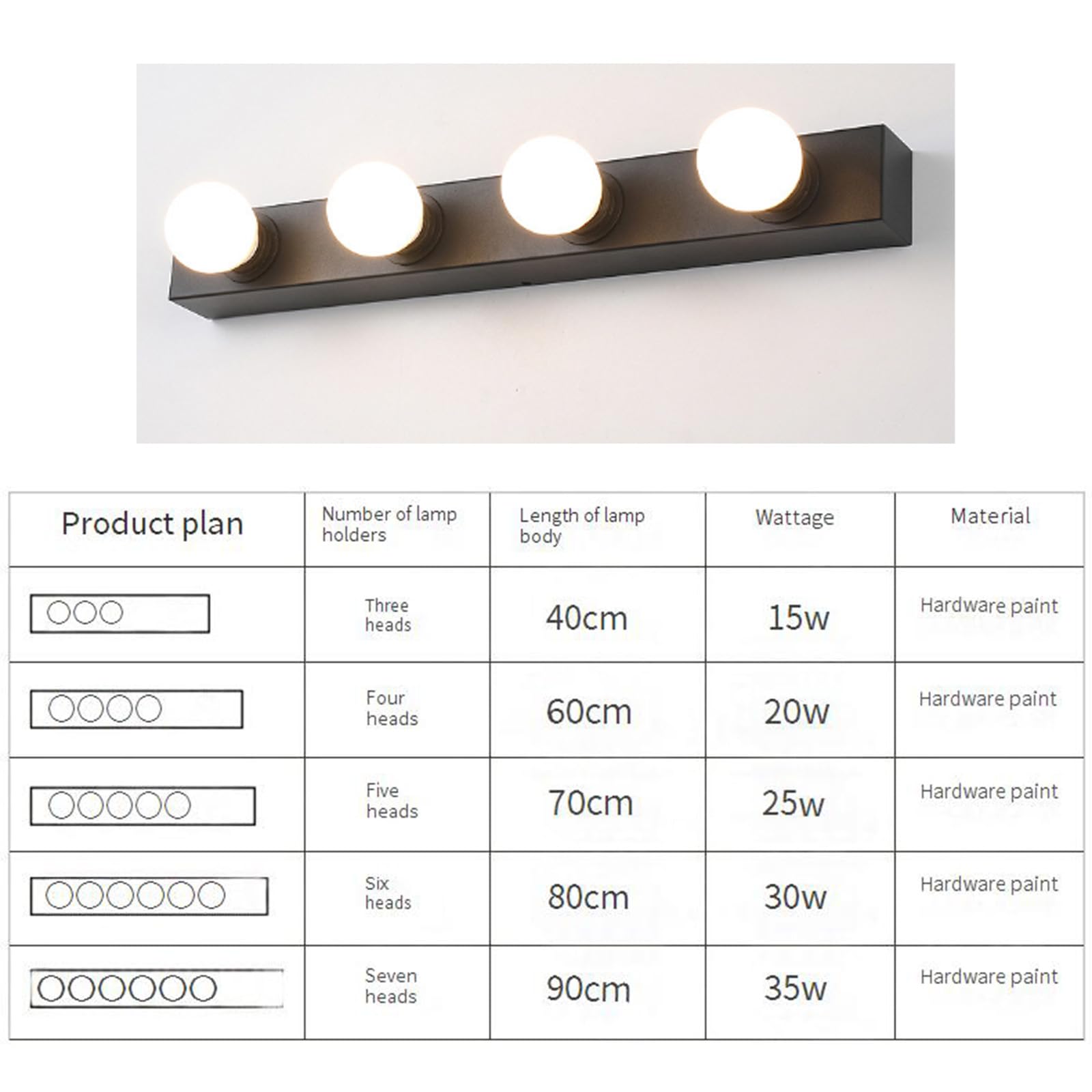 Appliques murales LED pour Miroir de Salle de Bain, Lampe Murale pour Miroir de courtoisie, Ampoule pour Miroir, Applique Murale 3000K/4000K/6000K, éclairage d'armoire, luminaire d