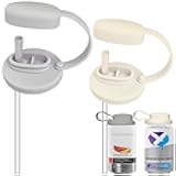 2 Pcs Silicone Soda Can Lids with Straw, Pop Can Lids with Handle, Reusable Can Covers for Standard Size Beverage, Juice, Coke, Soda, Beer & Seltzer, Prevents Dust, BPA-Free(cream+grey)