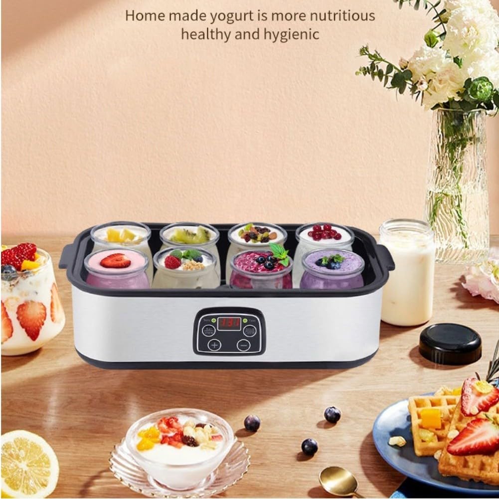 Macchina automatica elettrica per yogurt, capacità 1,6 l, per formaggio a pasta molle greca, fermentazione Natto, in acciaio inox, colore nero (regolamento europeo)