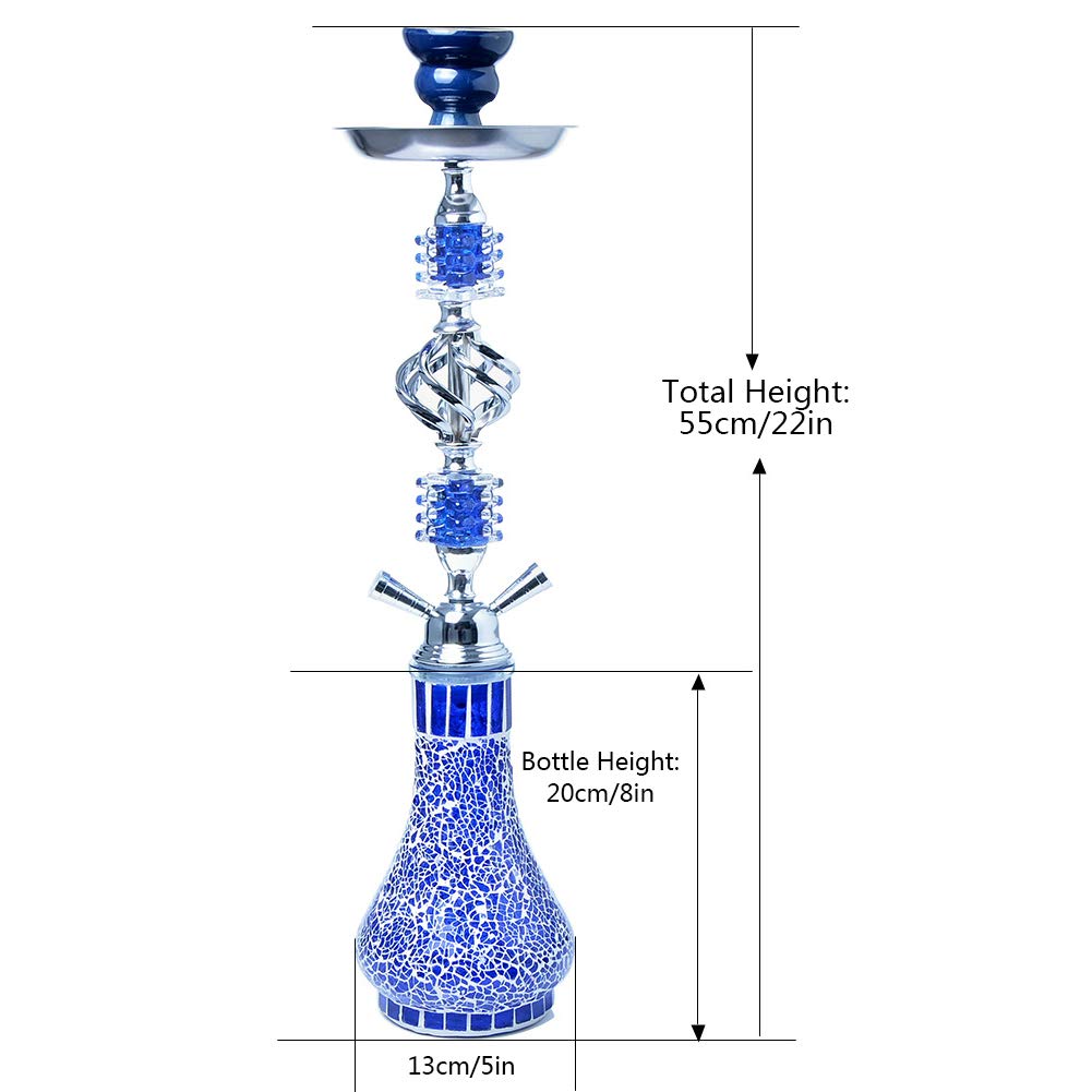 Manguera Hookah Vidrio Florero Shisha con Clip de Carbón Gratis, Cachimba de Papel de Aluminio Que Incluye un Tazón de Cerámica Y Una Rejilla de Carbón, Juego de Cachimba,Negro