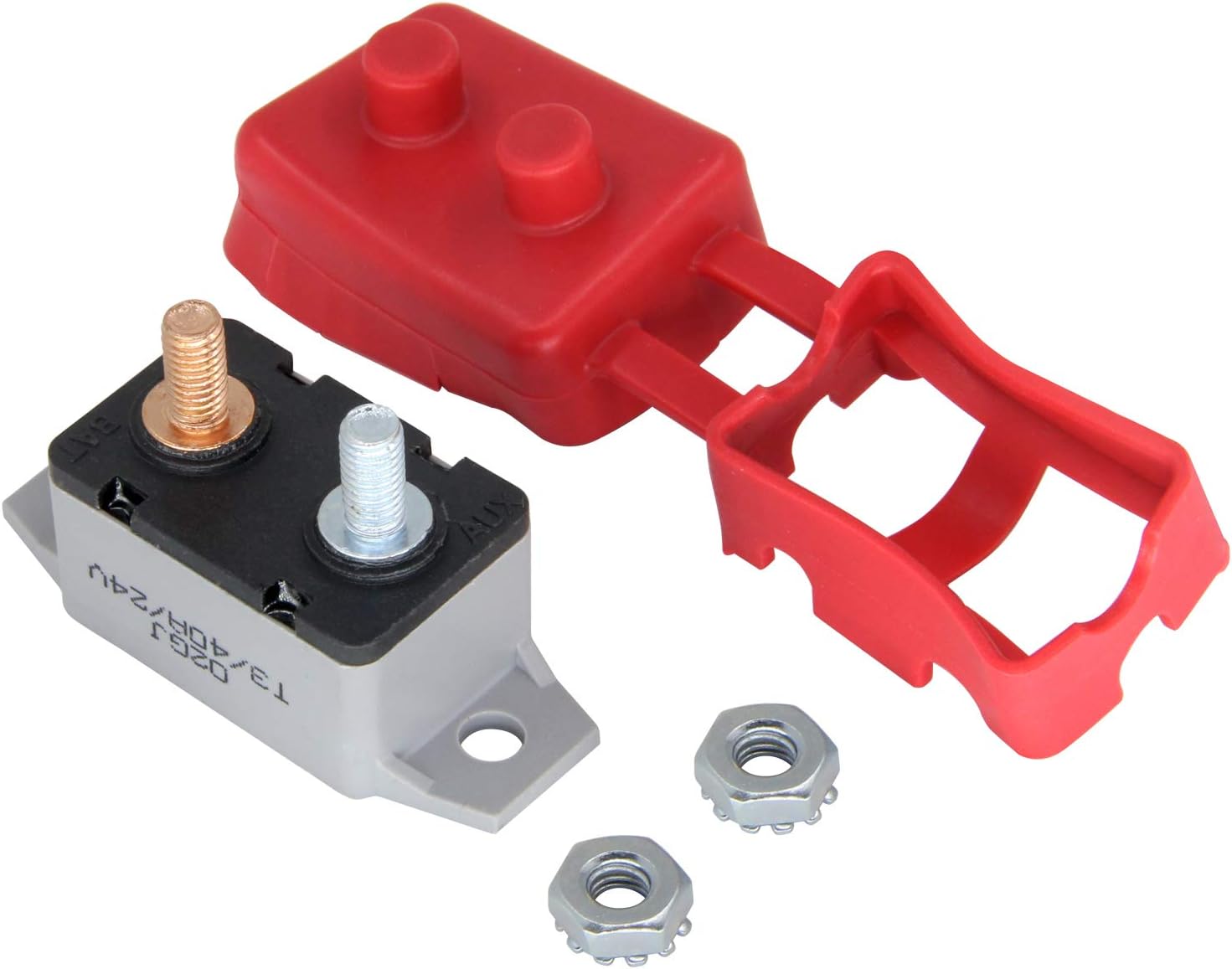 Best Review RKURCK 6-28V 40A Circuit Breaker Manual Reset for Automotive RV Marine Boat with Protective Red Belt Cover 40 Amp 🔥 Flash Sale RKURCK 6-28V 40A Circuit Breaker Manual Reset for Automotive RV Marine Boat with Protective Red Belt Cover 40 Amp