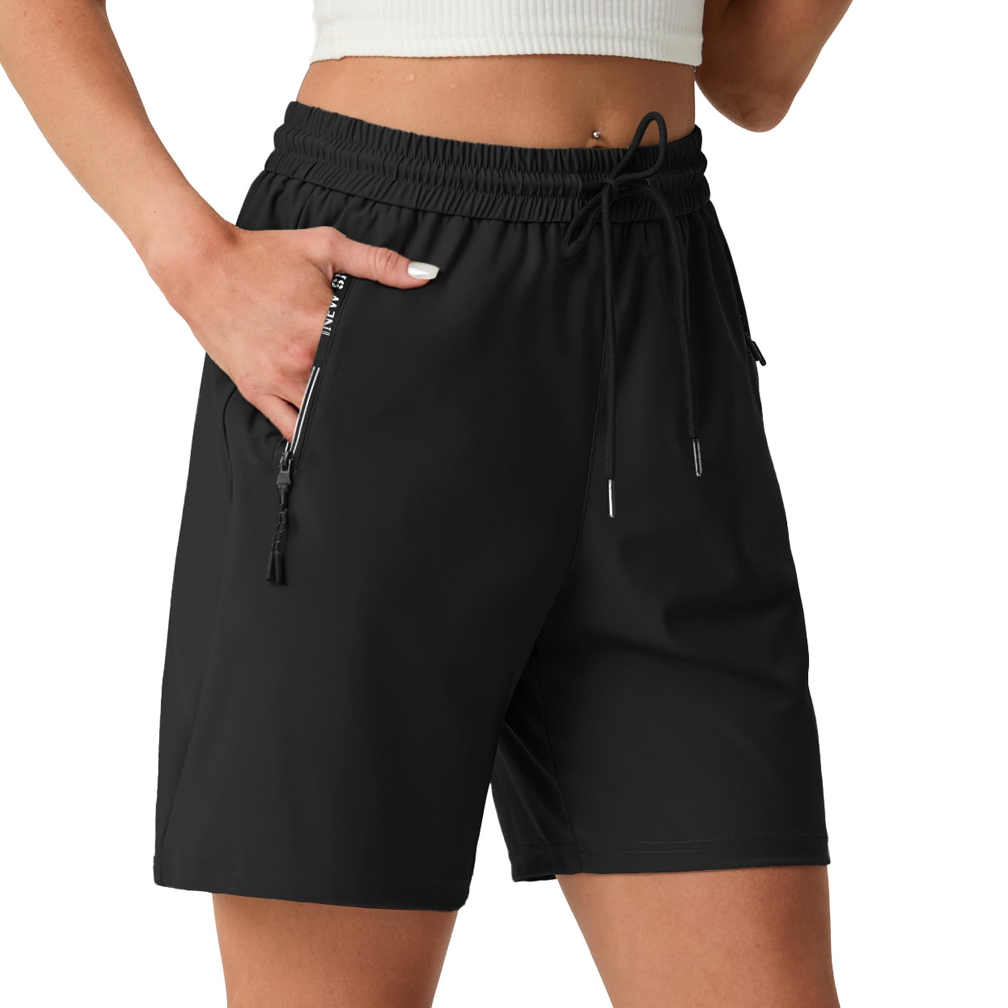 Women's 7" Hiking Shorts Stretch Lightweight Quick Dry Athletic Comfy Summer Long Shorts with 2 Zipper Pockets-image-42