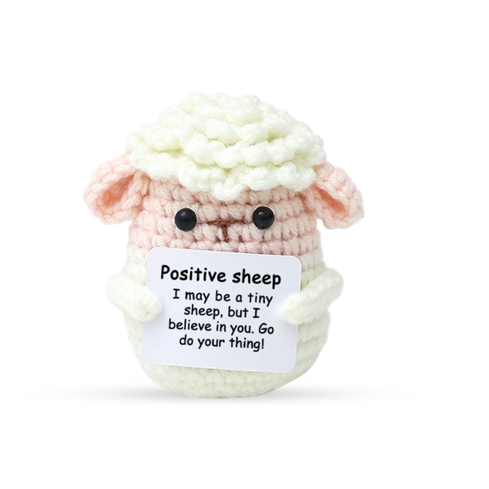 DiiWmme Handmade Emotional Support Crochet Sheep Doll with Uplifting Cards, Positive Sheep Plush for Desk Decor, Encouragement Gift for Women Men, Unique Mental Health Awareness Present — image 1
