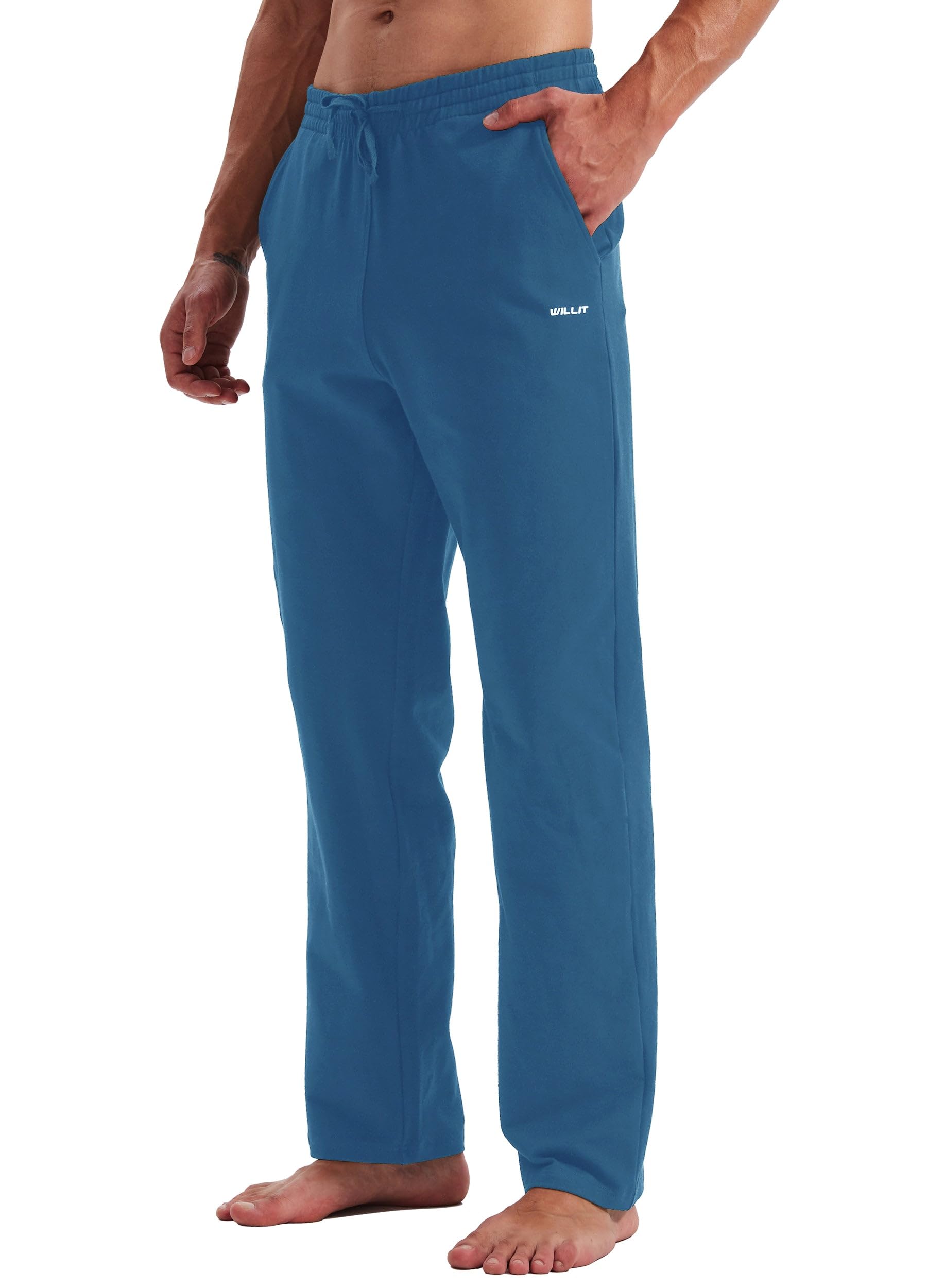 - Men's Cotton Yoga Sweatpants Athletic Pants Open Bottom Exercise Lounge Pants Loose Male Sweat Pants with Pockets