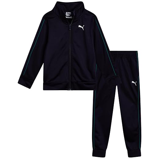 PUMA Boys Pants Set - 2 Piece Lightweight Tricot Zip Up Toddler Boys Sweatshirts and Kids Sweatpants Clothing Set