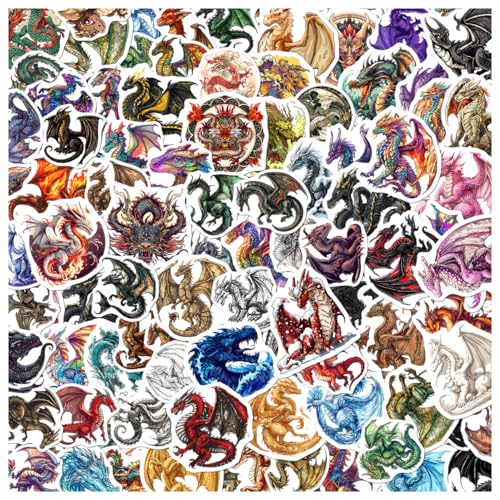 Fantasy Dragon Stickers Pack for Kids Teens Gamers Myth Lovers 108Pcs Vinyl Mythical Decals Laptop Water Bottle Notebook Game Console Party Decoration Hard