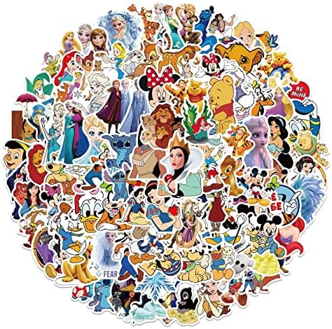 Bric dodo 100 Pcs Cartoon Character Stickers Laptop Car Scrapbook Phone Skateboard Bike Travel Case Princess Stickers Vinyl Waterproof Aesthetic Personalised Stickers for Teens Boys Girls Adults