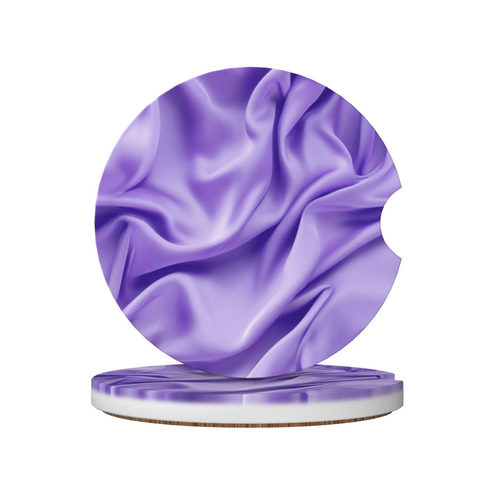 Purple Fabric Texture Ceramic Coasters,2pcs