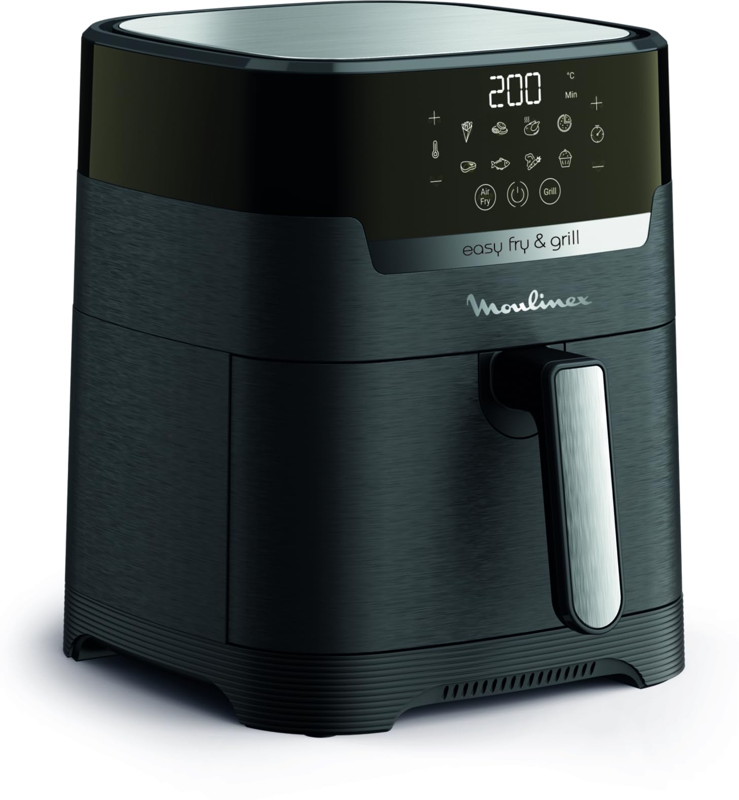 Moulinex Easy Fry & Grill Digital 2 w 1 Frytkownica bezolejowa XL + grill, pojemność 4,2 l, do 6 osób, 8 programów, regulowana temperatura, timer, fryer powietrzny EZ505810, czarny