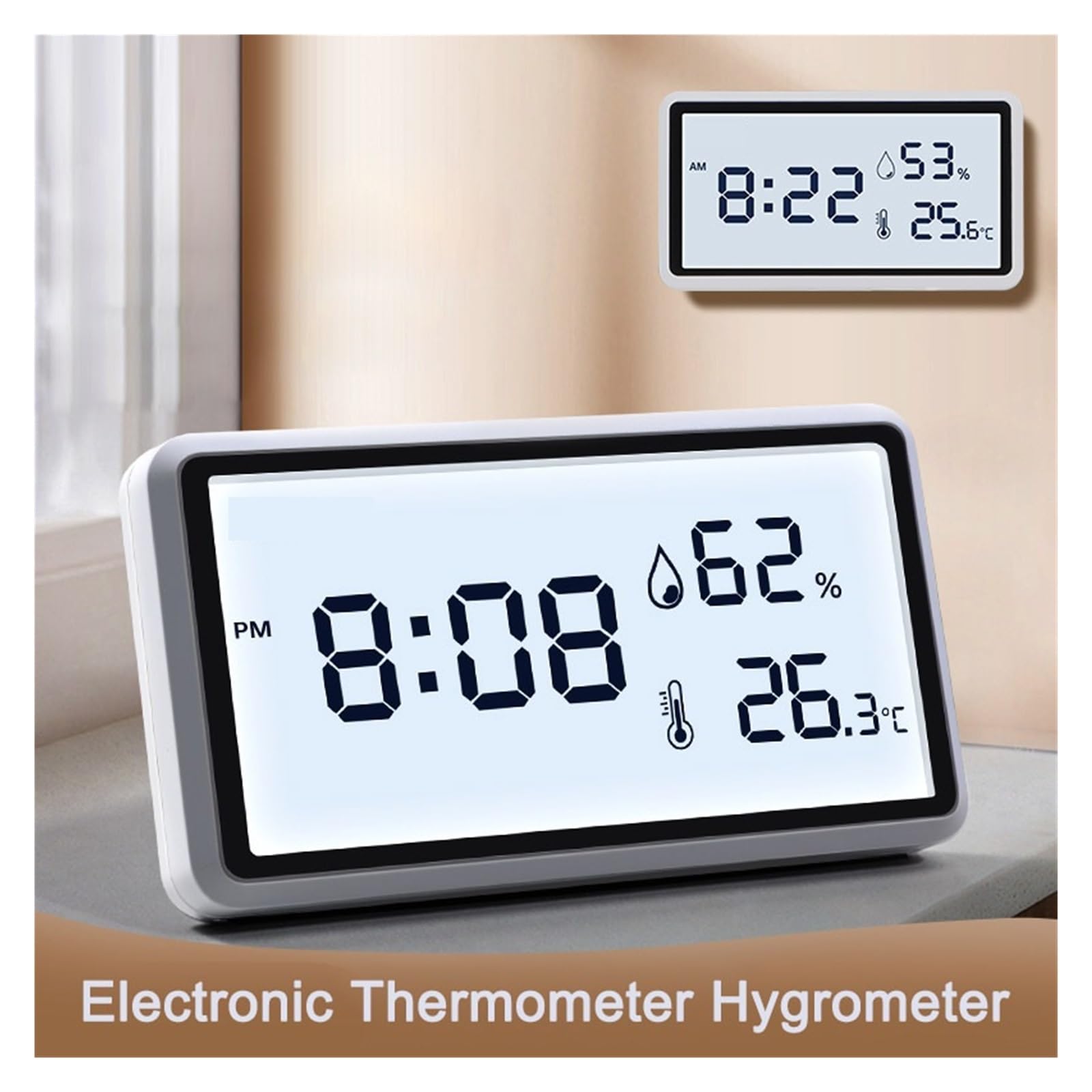 Elektroniczny termometr Higrometr Stacja pogodowa Domowa wysoka precyzja z zegarem stołowym Czujnik temperatury i wilgotności