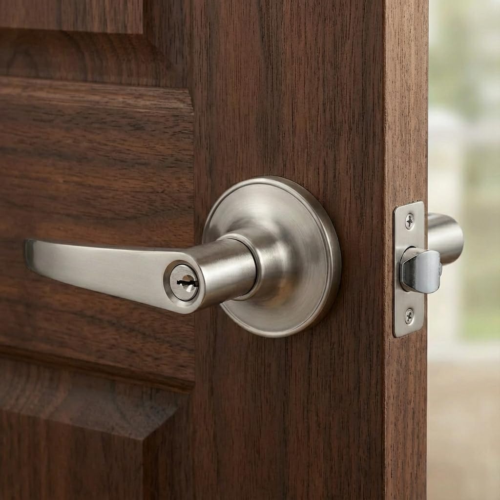 Wave Lever Keyed Entry Door Lock/Door Knob Hardware Wave Handle and Closet Lockset (802-ET)