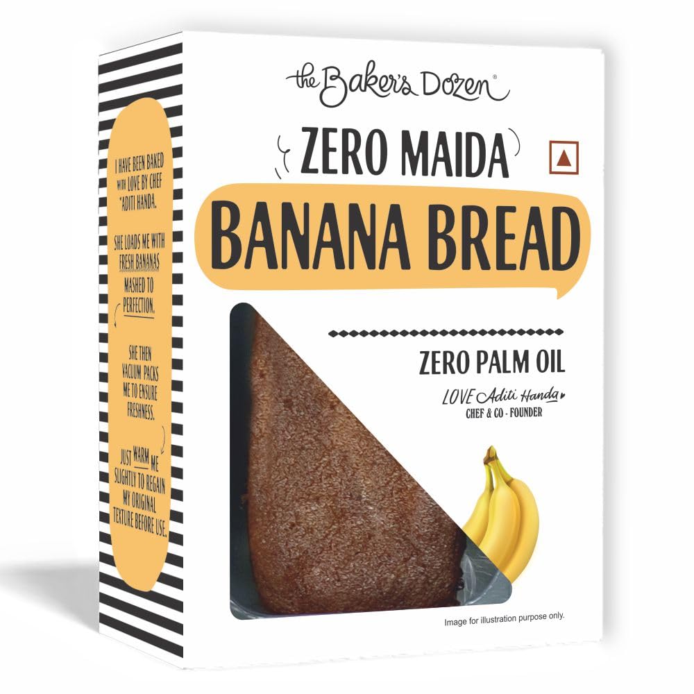 The Baker's Dozen Zero Maida Banana Bread | Protein & Fibre Rich | Freshly Baked | 150G