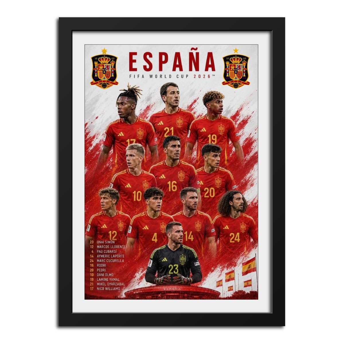 inspire TA Spain Worldcup Squad Winner Poster Framed Laminated Poster Wall Hanging Wooden Photo Frames 12 X 9 Inches-image-28