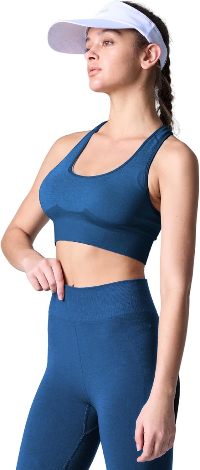COZYZERO Women’s Merino Wool Racerback Sports Bra - Seamless, Medium Support, Breathable, Moisture-Wicking for Yoga & Running