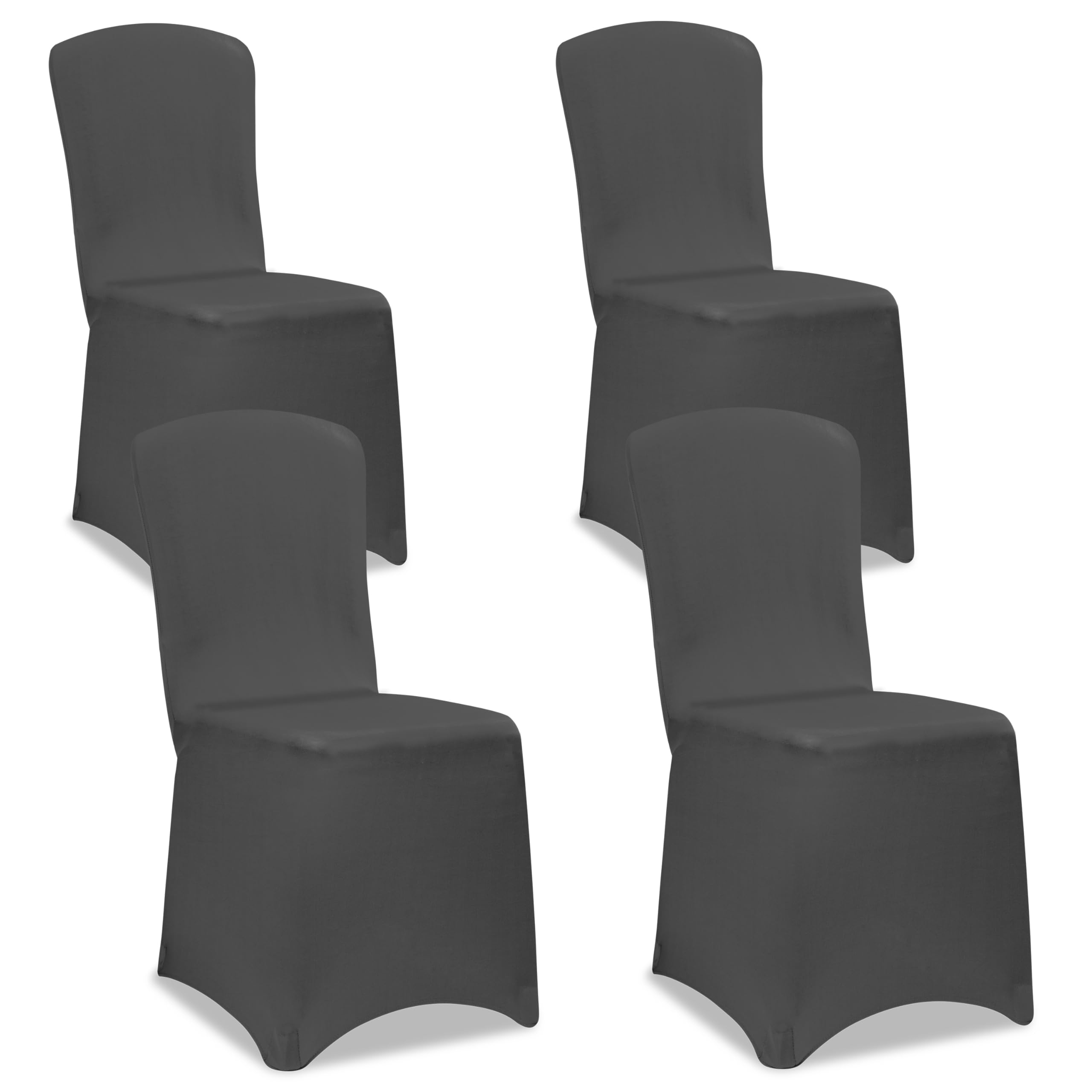DETEX® Stuhlhussen 4er Set Grau Hochzeit Stretch Öko-Tex Dehnbar 30°C Waschbar Stuhlbezug Hussen für Stühle Bezug Überzug Deko Esszimmerstühle ohne Armlehne