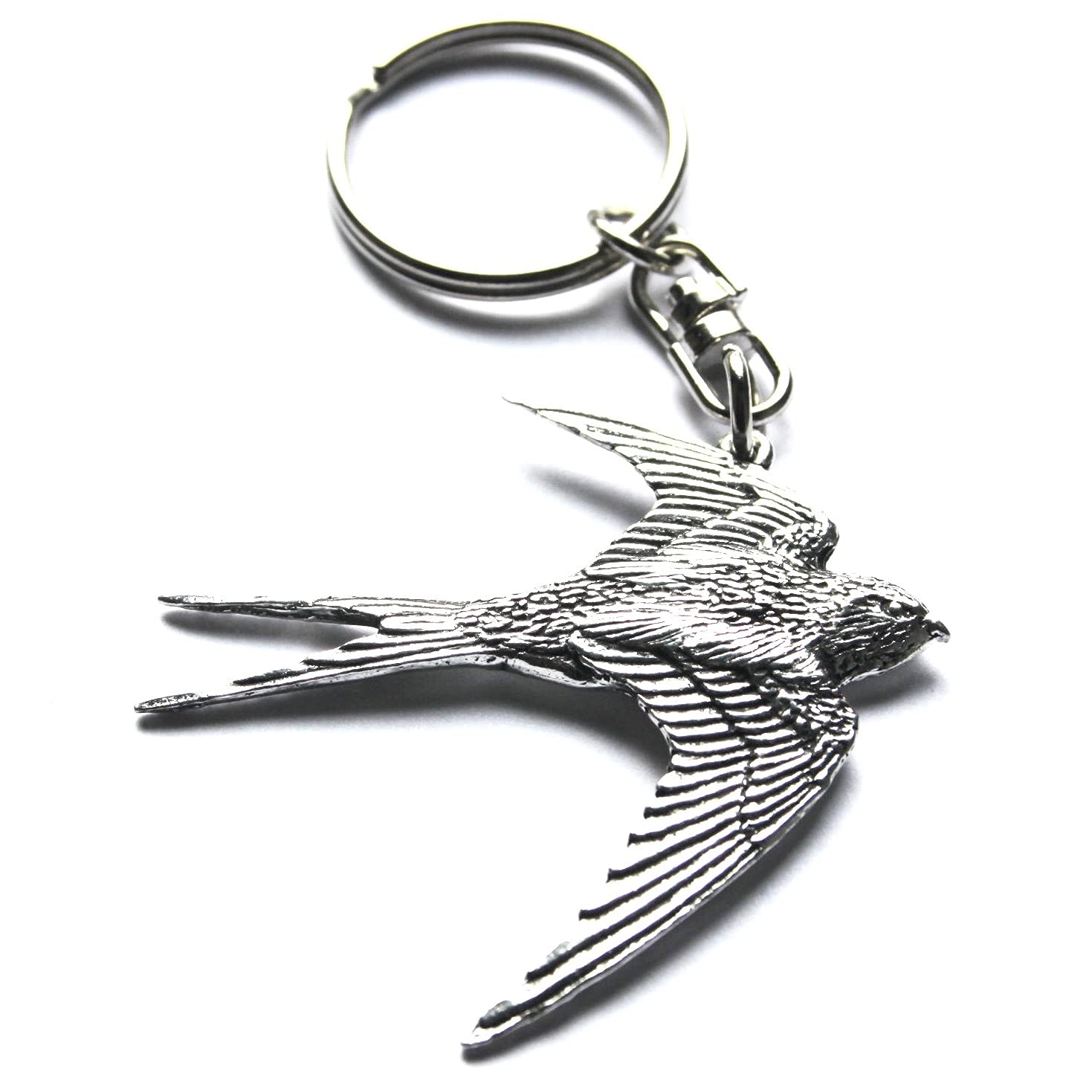 SWORLDesigns Swallow Pewter Keyring with Gift Pouch