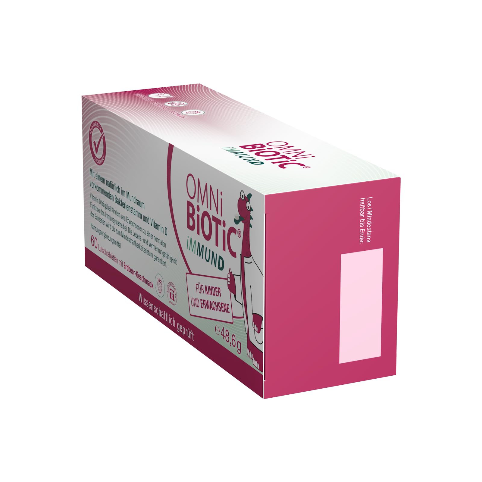OMNi BiOTiC iMMUND | 60 Lutschtabletten | 1 Bakterienstamm | 1 Mrd. Keime pro Lutschtablette | Mit Vitamin D | Vegetarisch | Zuckerfrei | Zur täglichen Anwendung | Für Erwachsene und Kinder