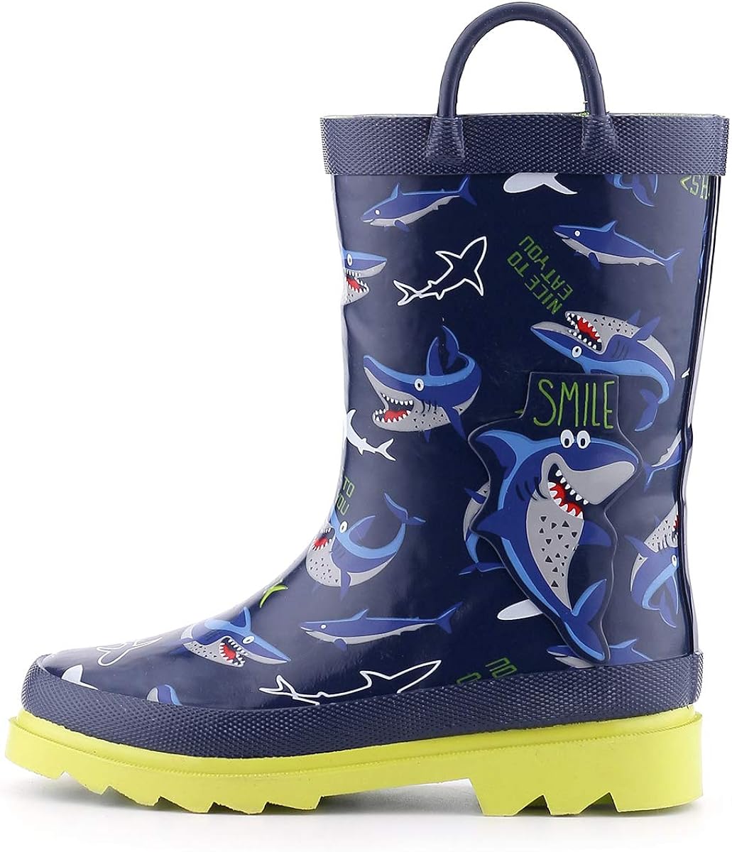 K KomForme Toddler Girl Kid Rubber Rain Boots,Waterproof Outdoor Soft Anti-Slip Shoes