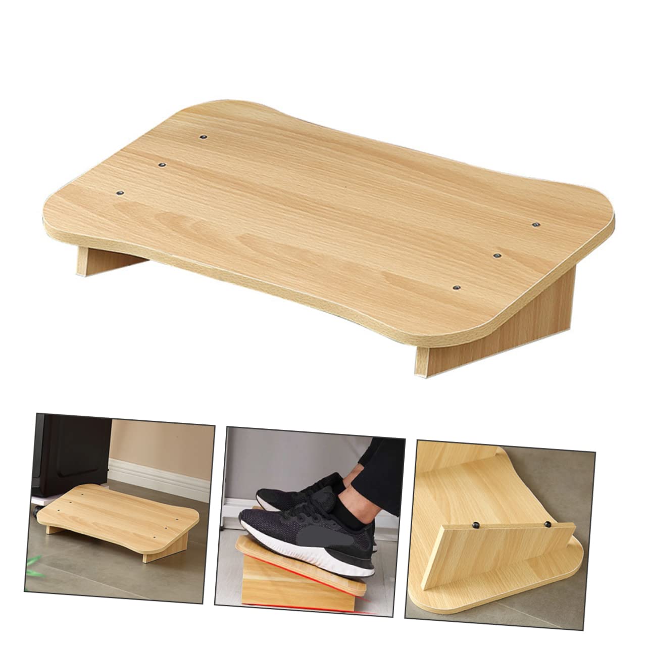UKCOCO Poggiapiedi da Ufficio e Sgabello in Legno Piccolo Inclinato, Supporto Ergonomico per Piedi Sotto Scrivania, Pratico Accessorio Multiuso per Casa e Luogo di Lavoro