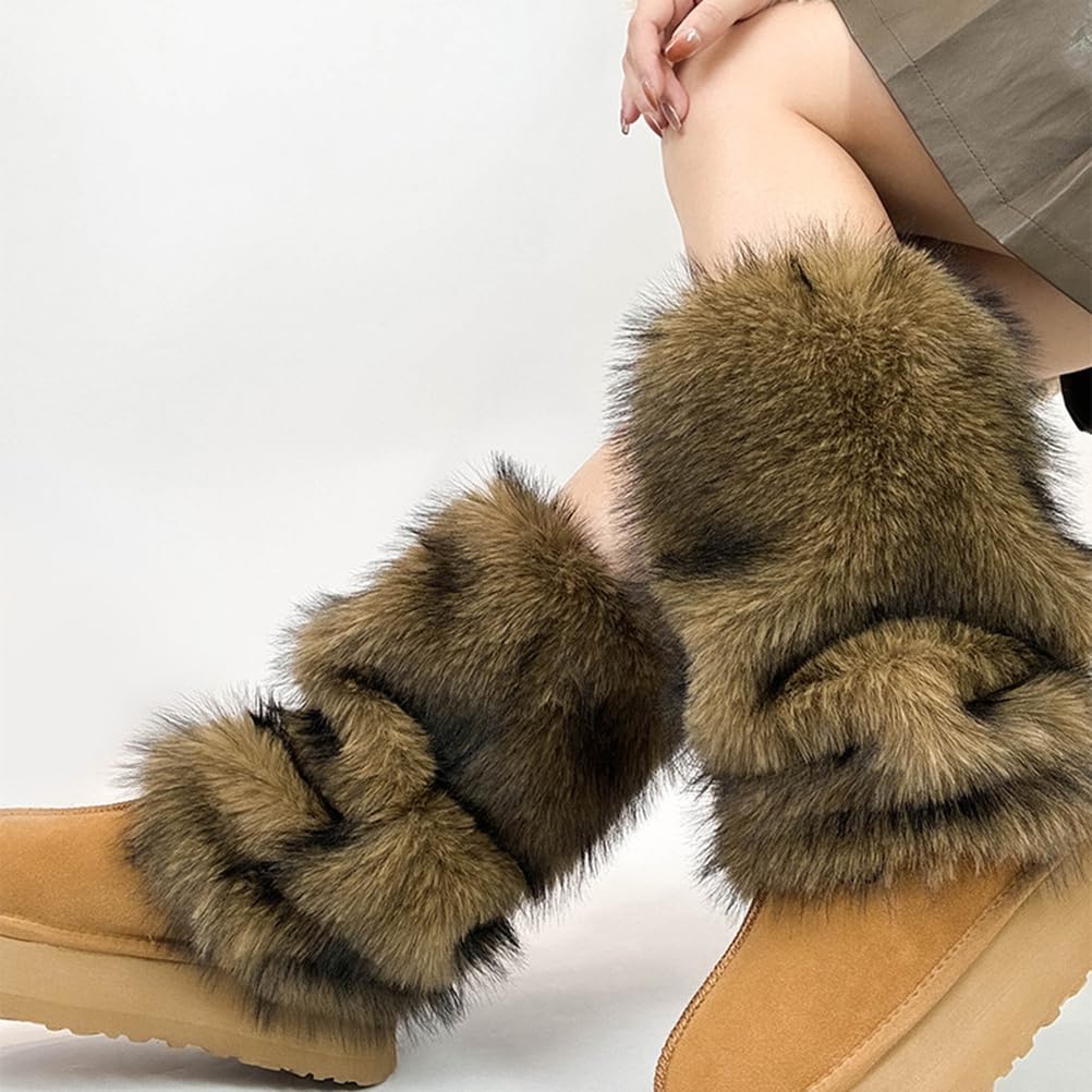 Women's Faux Fur Leg Warmers Plush Furry Fuzzy Leg Cuffs Halloween Costume Rave Party Leg Covers