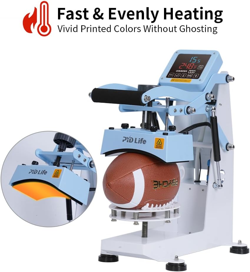 PYD Life Ball Heat Press Machine for Basketball Rugby Football Volleyball Soccer Ball DTF or HTV Transfer Printing