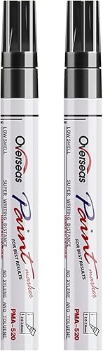 Rotuladores de pintura permanentes negros, paquete de 2 marcadores de pintura a base de aceite de un solo color, punta media, secado rápido e