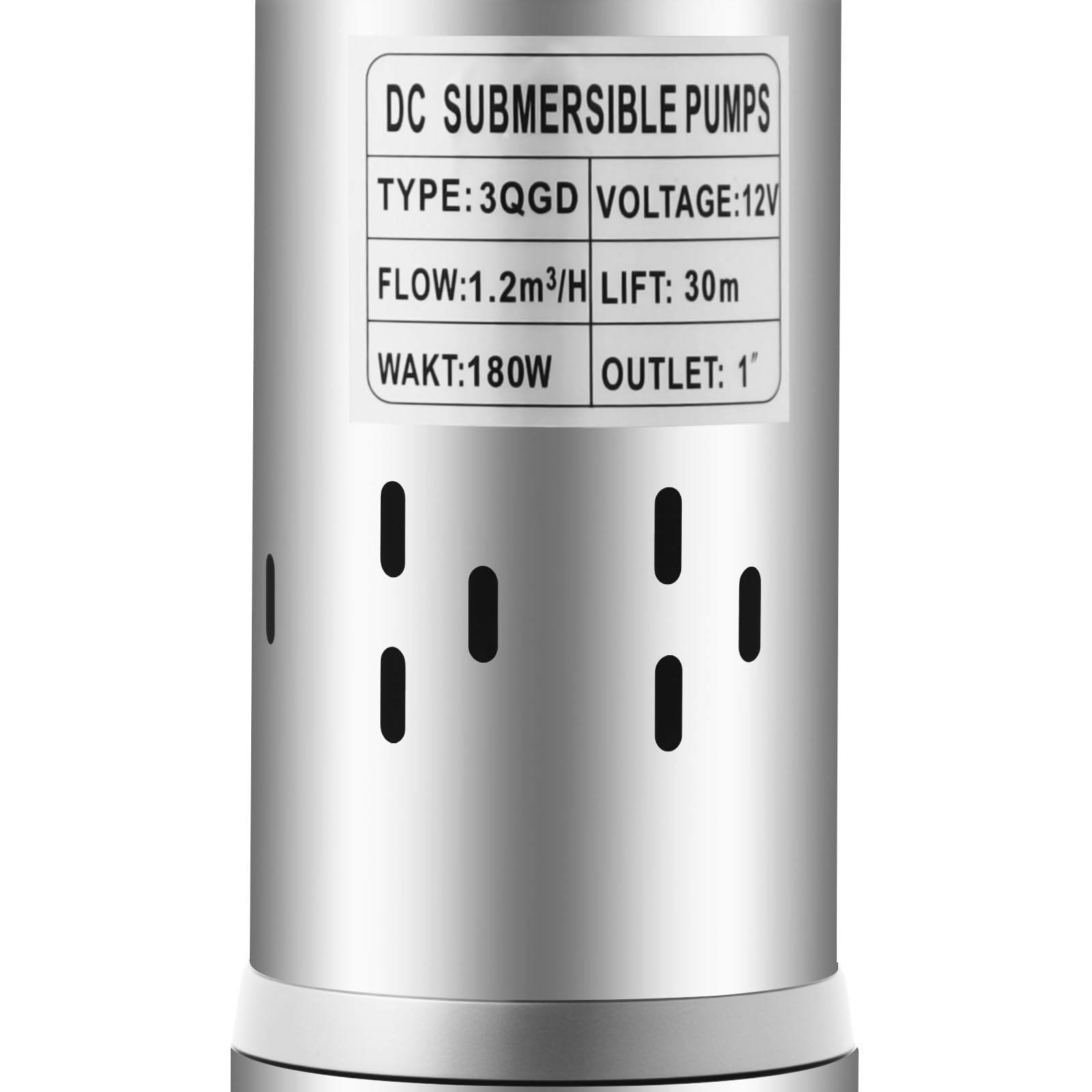 Bomba para pozos profundos, 180 W, 12 V, 1200 L/h, altura de extracción máx. 34 m, bomba sumergible para pozo con cable de 17 m