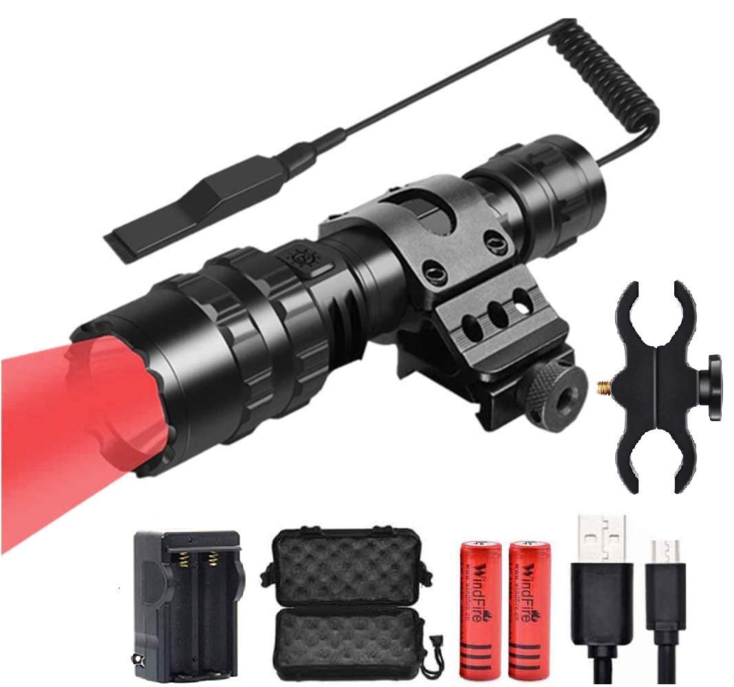 Buy LUXJUMPER 350 Yard Red Light Hunting Flashlight Rechargeable 1500 Lumens Predator Light