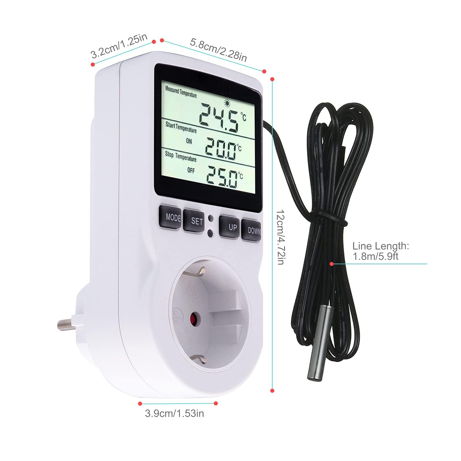 Termostato digitale,Regolatore di Temperatura,Digitale Termostato Regolatore Temperatura LCD Multifunzione con Timer e Sonda per Serra, Acquario, Riscaldamento, Terrario, Acquario, Rettili, Incubatore