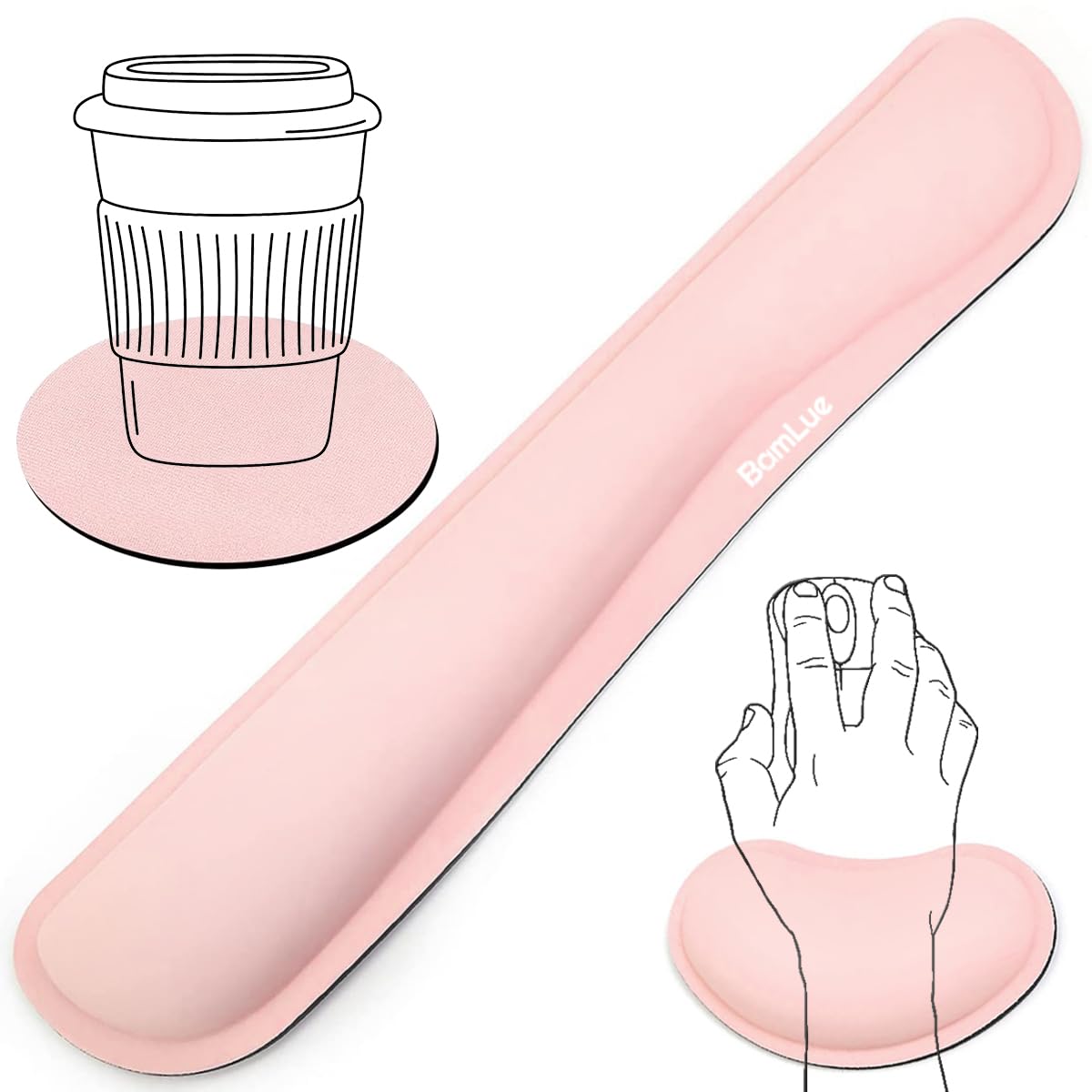 BamLue Upgrade Silky and Superfine Fabric Keyboard Wrist Rest, Gel Mouse Wrist Pillow Pad Set for Easy Typing & Pain Relief for Laptop, Office & Home,