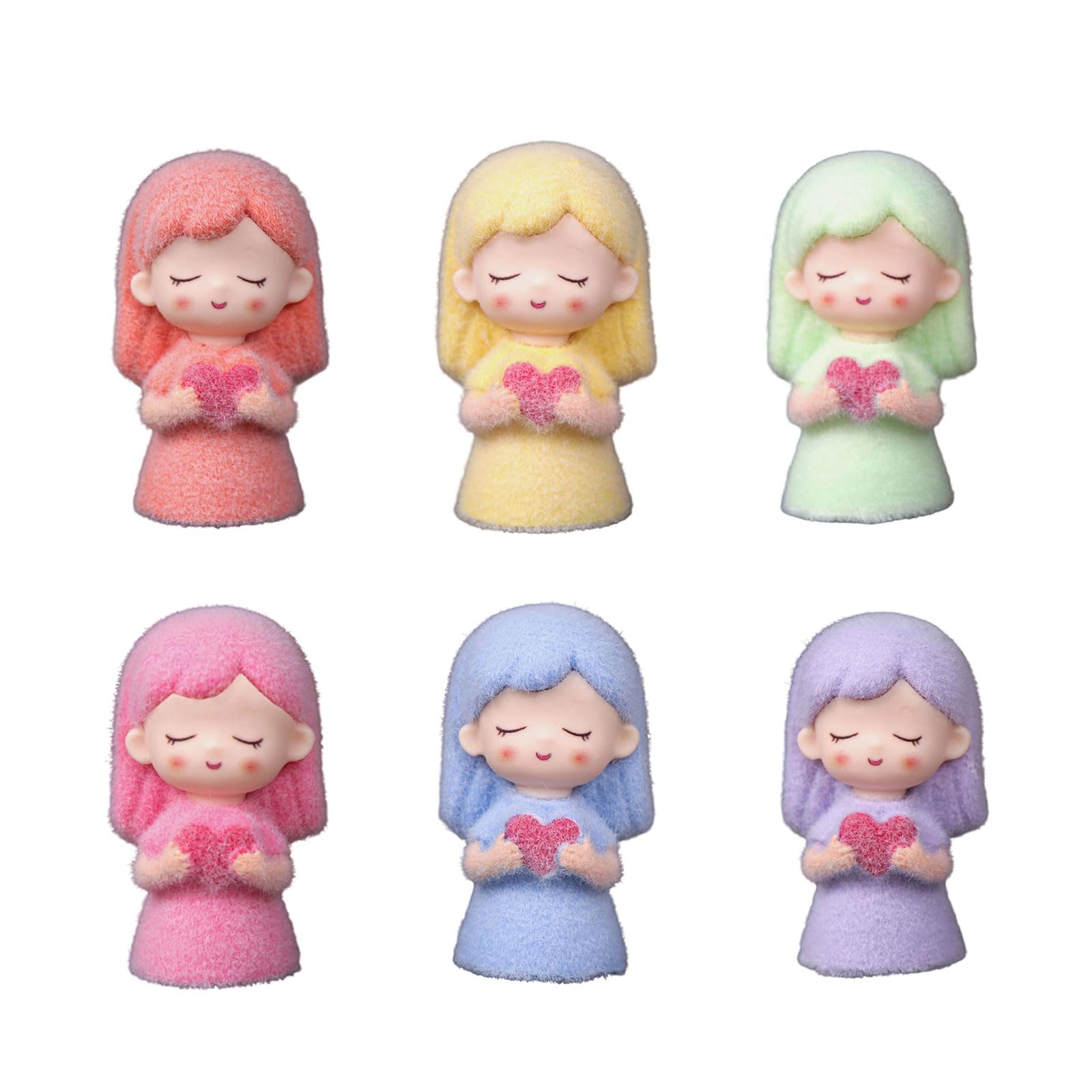 Shunzhong Girls Multicolor Holding Heart Figurines Resin Statue Sculpture Engagement Wedding Valentines Her Him Table Ornament Heart Figurines