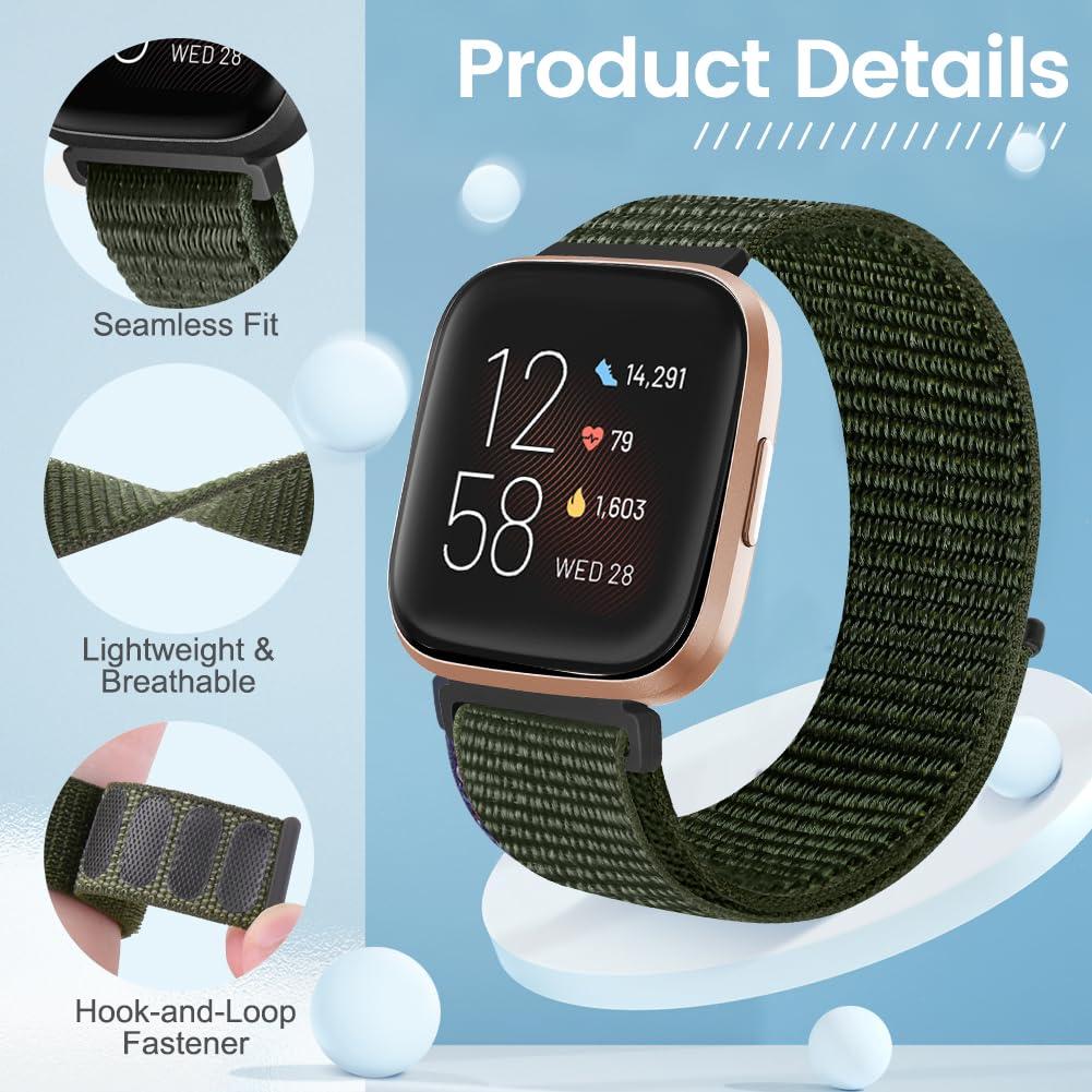 KIBDSNG Nylon Strap Compatible with Fitbit Versa 2 Strap/Versa Lite/SE/Versa Strap - Image 2