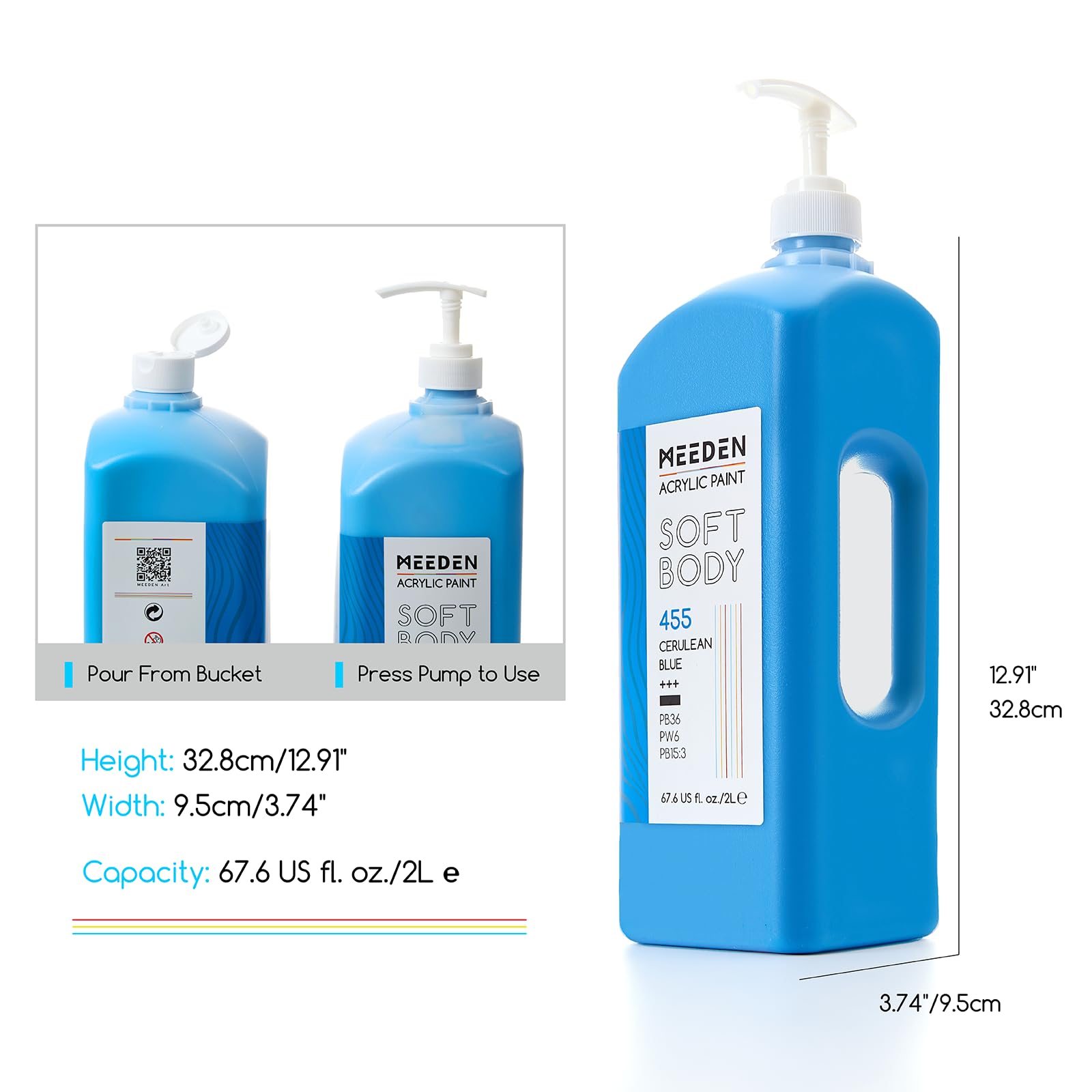 MEEDEN Soft Body Colore Acrilico: Nero-Bianco 2 x 2L Pittura Fluida per Arte in Bulk con Pompa – Finitura Opaca & Alta Consistenza – Grandi Materiali Artistici per Adulti, Quadro su Tela, Artigianato