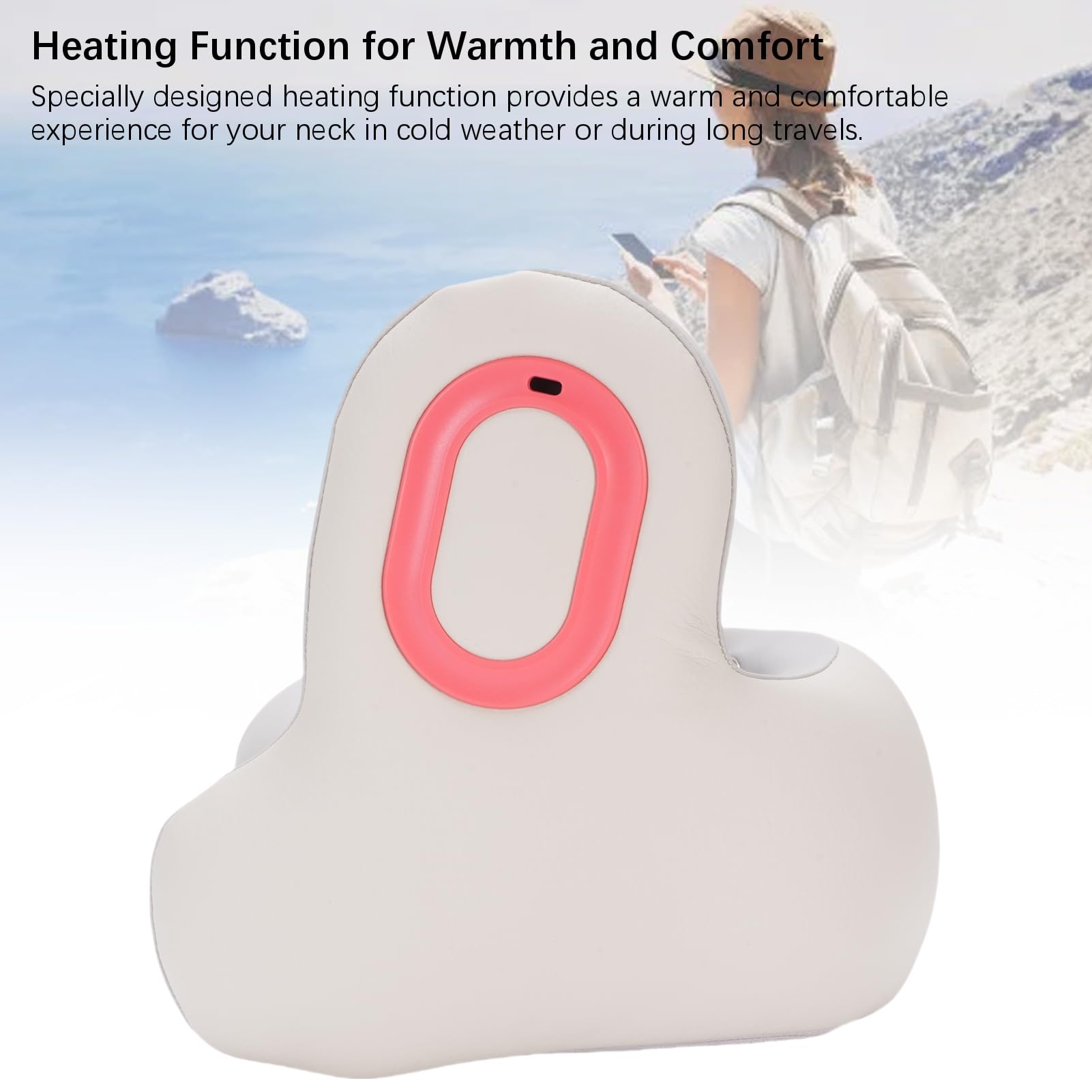 Cuscino musicale da viaggio, batteria da 1500 mAh, cuscino da viaggio con cancellazione del rumore, cuscino da viaggio con riscaldamento, per aereo,