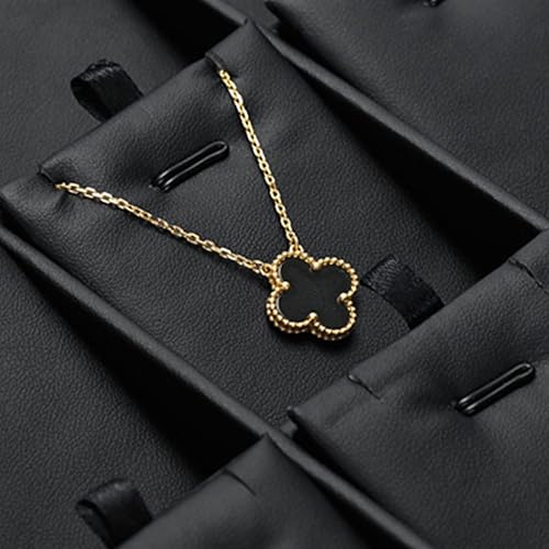 Miniatura 3 de Bandeja de exhibición de joyería de cuero PU negro 24 rejillas pendientes collar organizador exhibición escaparate bandeja de almacenamiento de