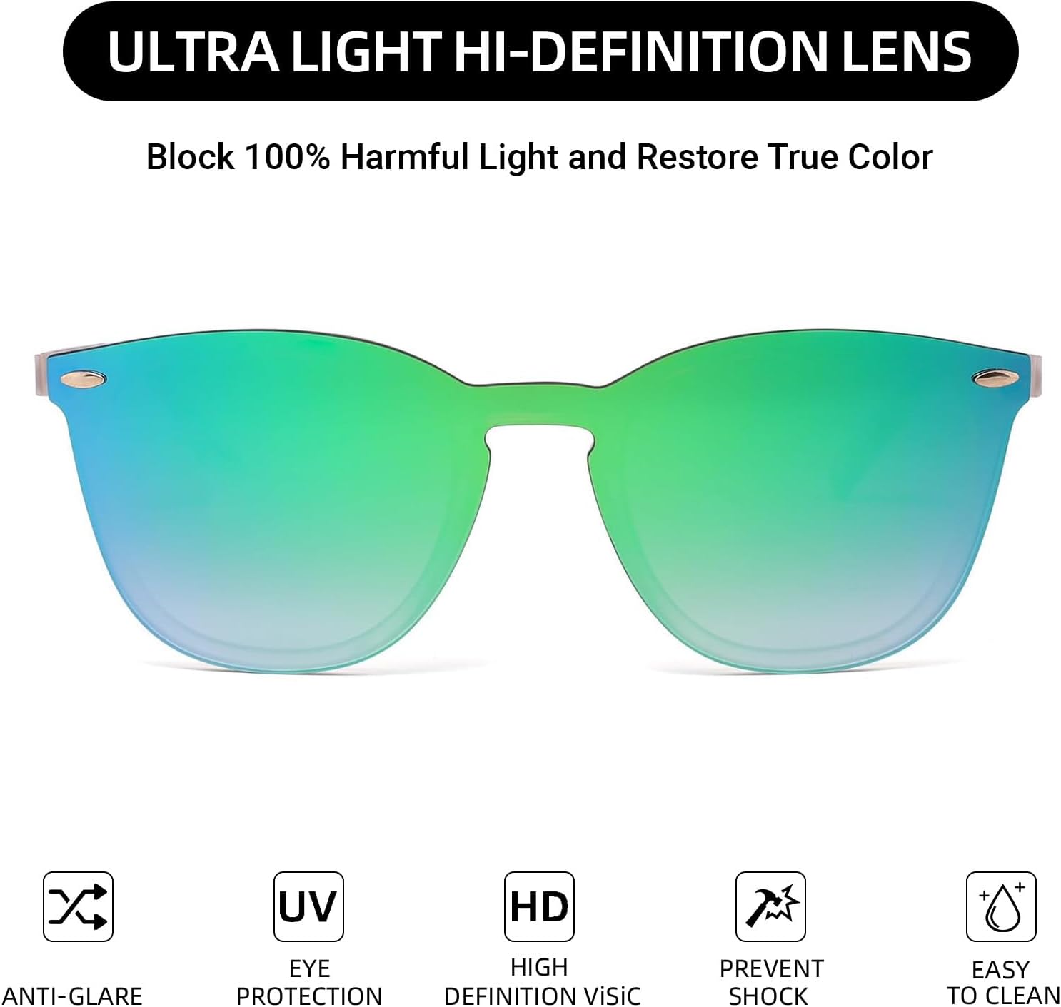 JIM HALO Trendy Rimless Mirrored Sunglasses Reflective Sun Glasses for Women Men - Image 2