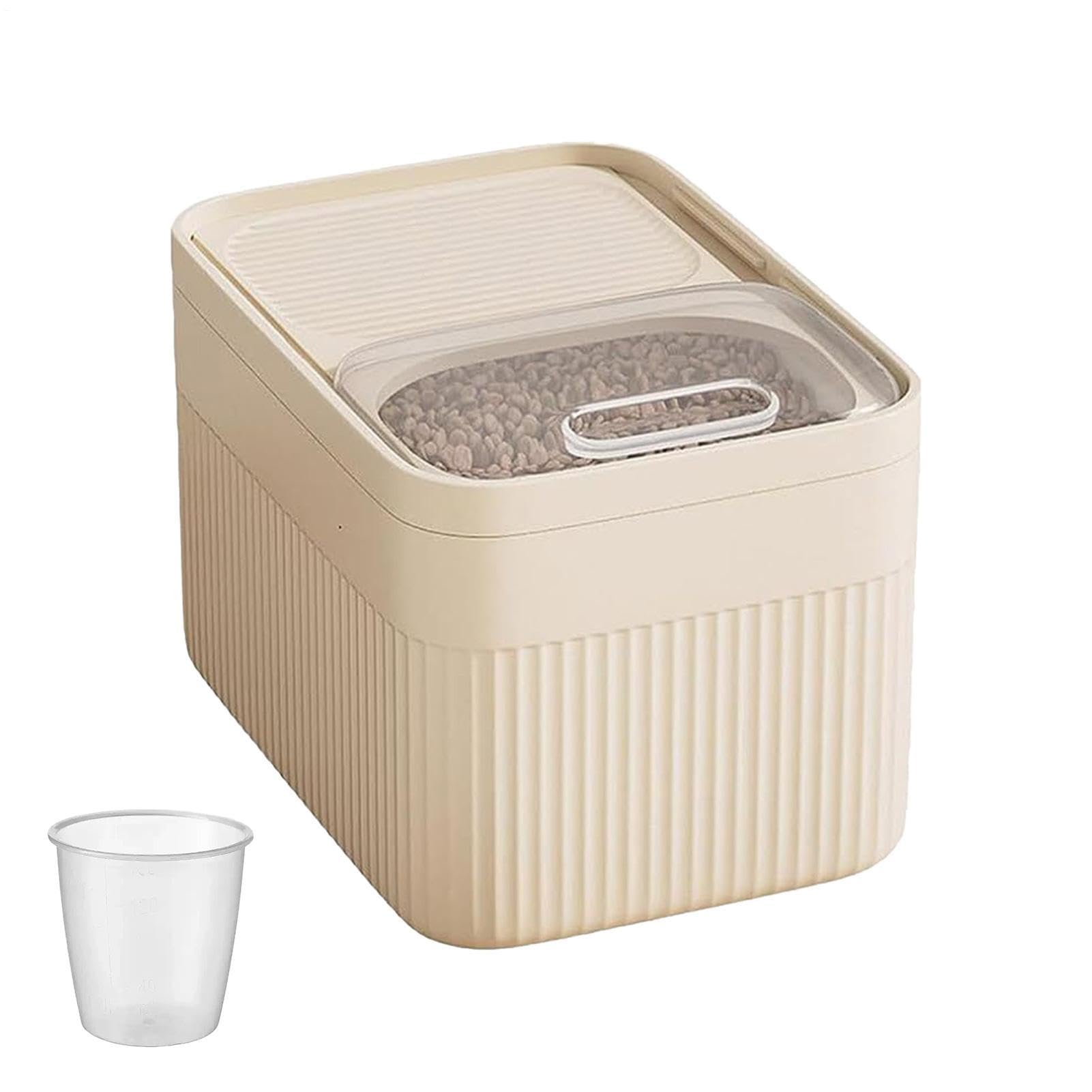 Pet Food Storage Container, 10L Large Capacity Dog Food Container with Measuring Cup, Waterproof Sealed Fresh-Keeping Treat Bucket for Dog & Cat Foods, Grains, Cereals, Flour, Beans