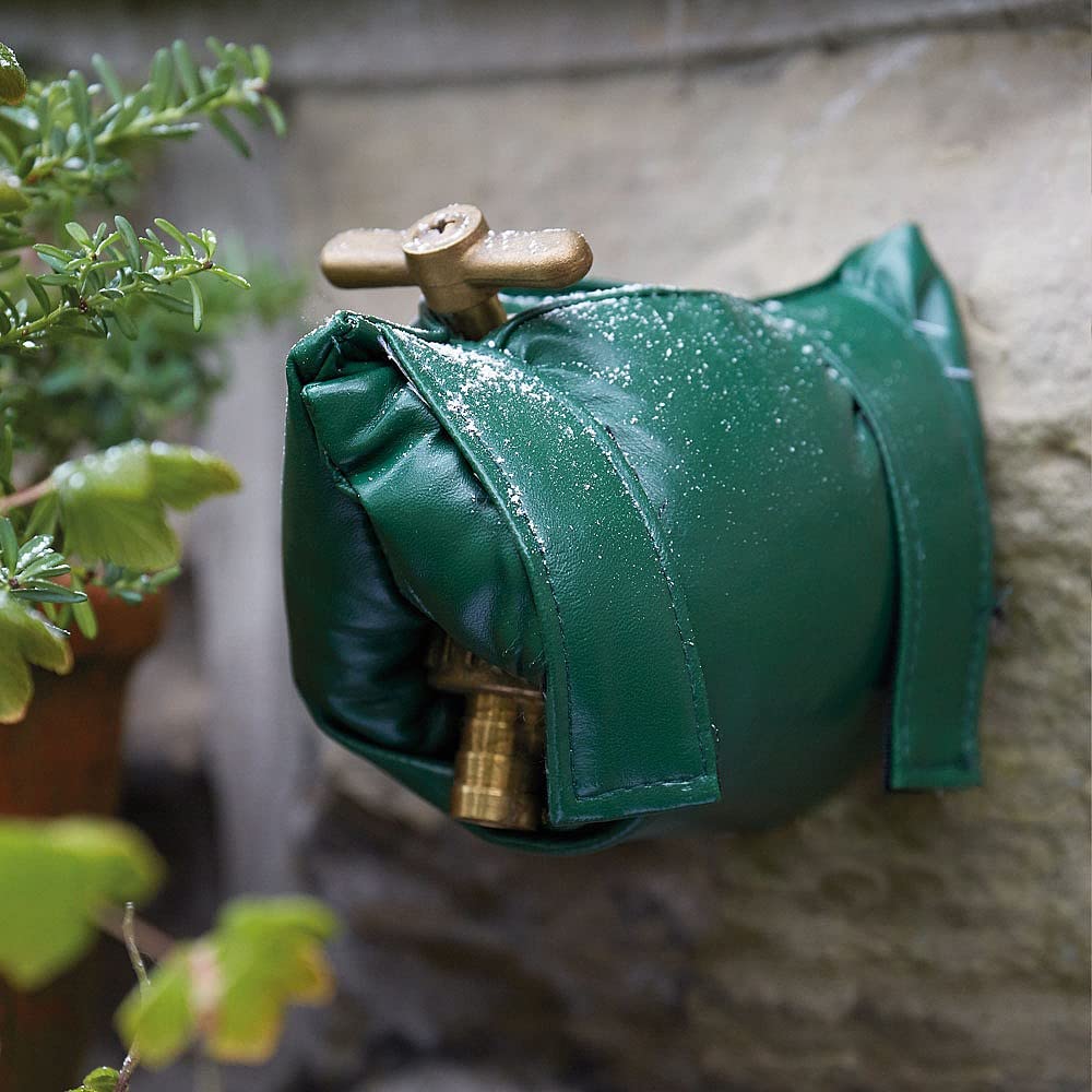 Coopers of Stortford - Outside Tap Cover Green PVC - Thermal Insulated Frost Protection Jacket for Outdoor Taps and Stopcocks