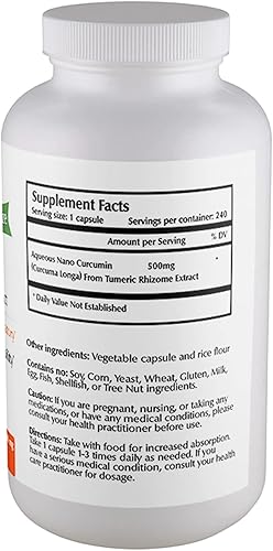 Miniatura 2 de One Planet Nutrition Cápsulas de nano curcumina, 500 mg de tamaño familiar, curcumina de cúrcuma sin gluten, cápsulas de cúrcuma sin OMG, sin