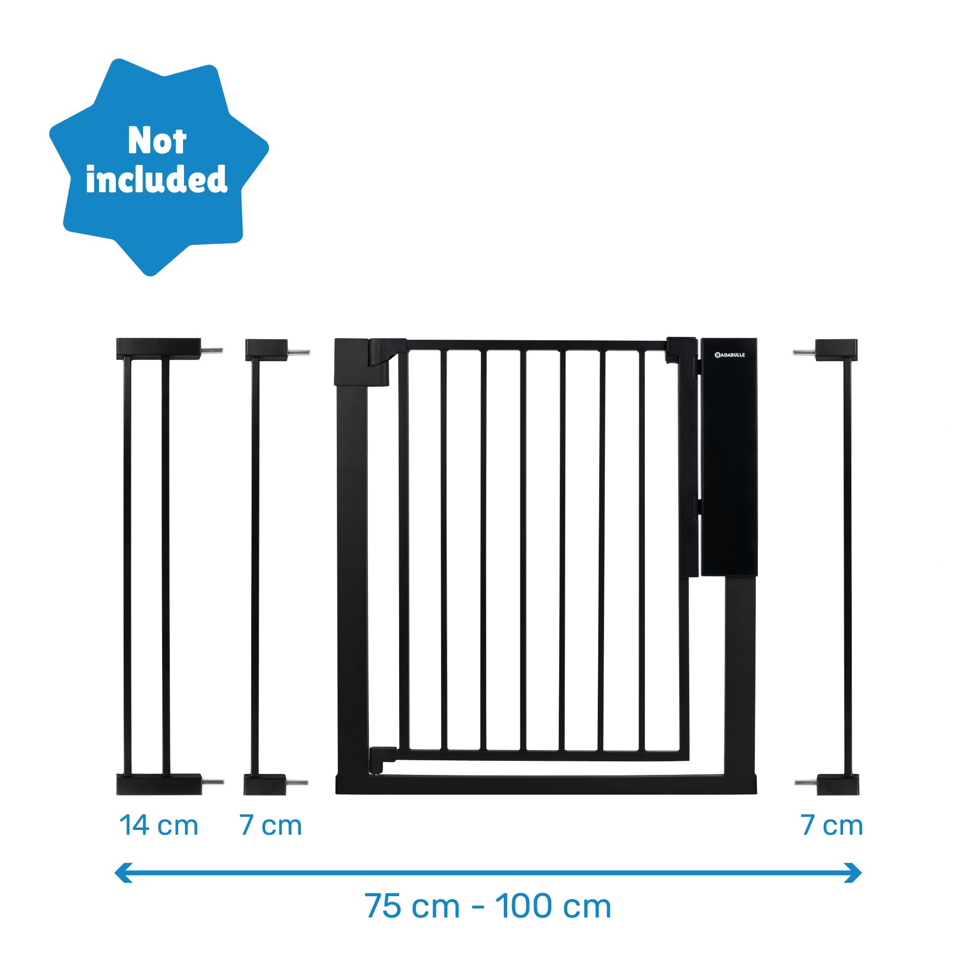 Badabulle Puerta de Seguridad Infantil Safe&Pass - Desbloqueo automático - Desbloqueo por Sensor a tamaño Adulto - Sistema de fijación a presión - para Aberturas Entre 75 y 81,5 cm