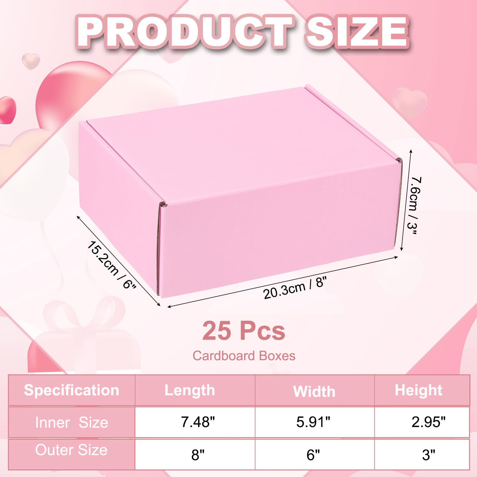 PATIKIL Scatole Di Cartone Spedizioni 8x6x3 Per Piccole Imprese 25Pz Scatole Regalo In Cartone Ondulato Per Spedizioni Traslochi Lavoretti Sorpresse natalizie Prodotti Da Regalo Rosa.