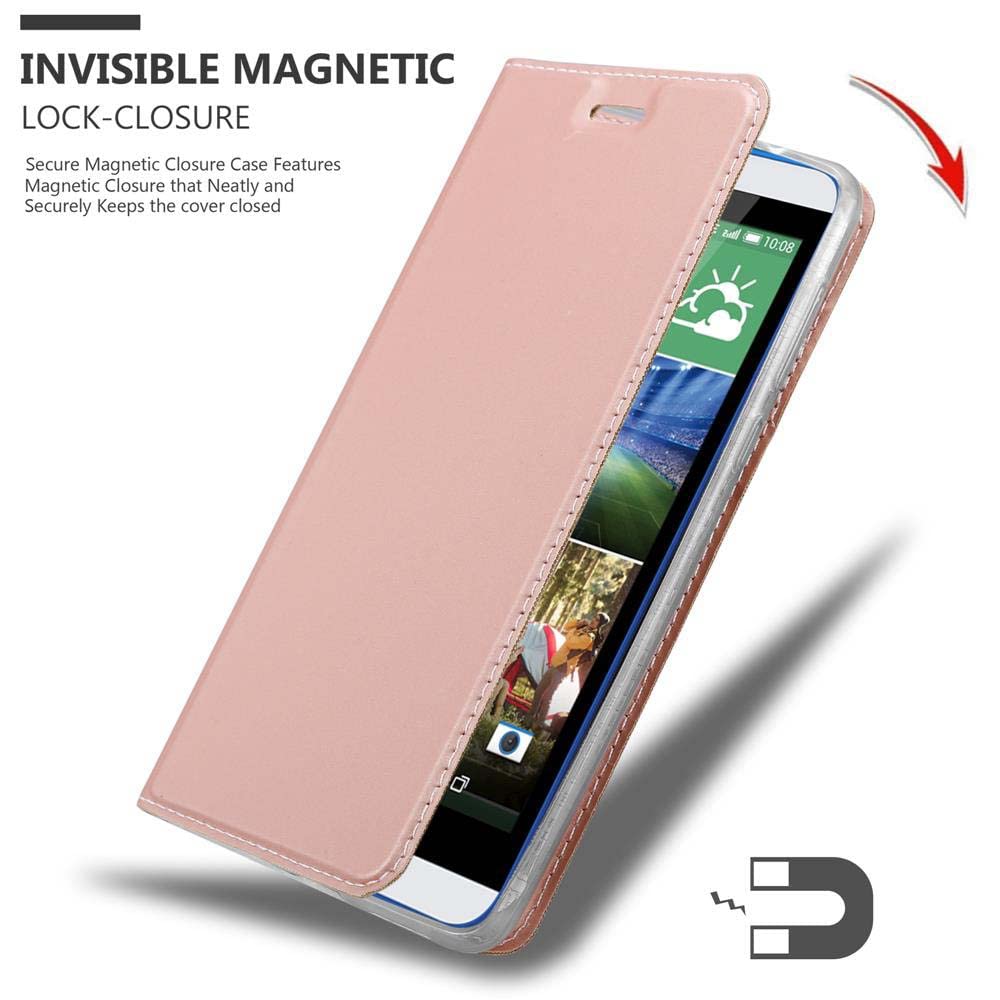 Cadorabo Funda Libro para HTC Desire 820 en Classy Oro Rosa - Cubierta Proteccíon con Cierre Magnético, Tarjetero y Función de Suporte - Etui Case Cover Carcasa