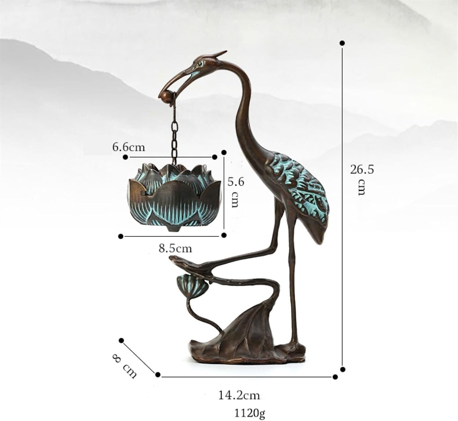 Incense Burner Creative Decorative Decorations with Exquisite Crane Shaped Reverse Flow Incense Burner Hanging Lotus Incense Holders