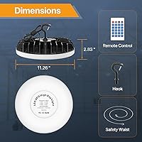 Vista 8 de DEMILAR - Luces inteligentes para tienda de 150 W, sensor de micware, 18000 lúmenes, luz LED UFO de alta bahía con control remoto multifunción, 10%