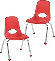Vista 80 de FDP 13050-LG - Silla escolar apilable de 18 pulgadas, asiento apilable para estudiantes con patas de acero cromado y deslizadores giratorios