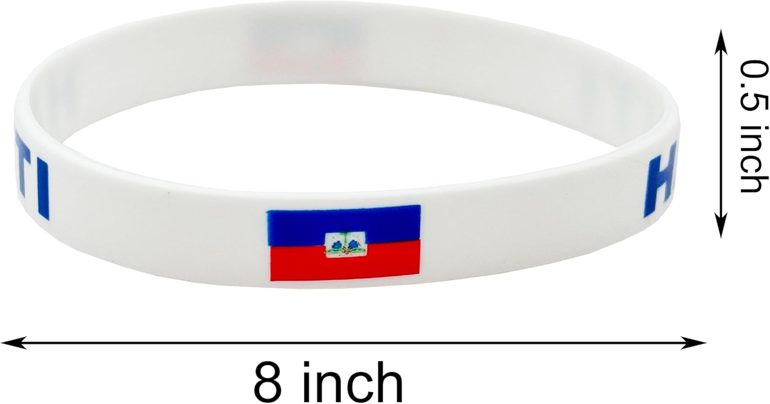 4 Pcs Haiti Haitian Country Flag Rubber Bracelets, National Flag Silicone Bracelet, Rubber Wristbands Patriotic Decorations Gift. - Image 4