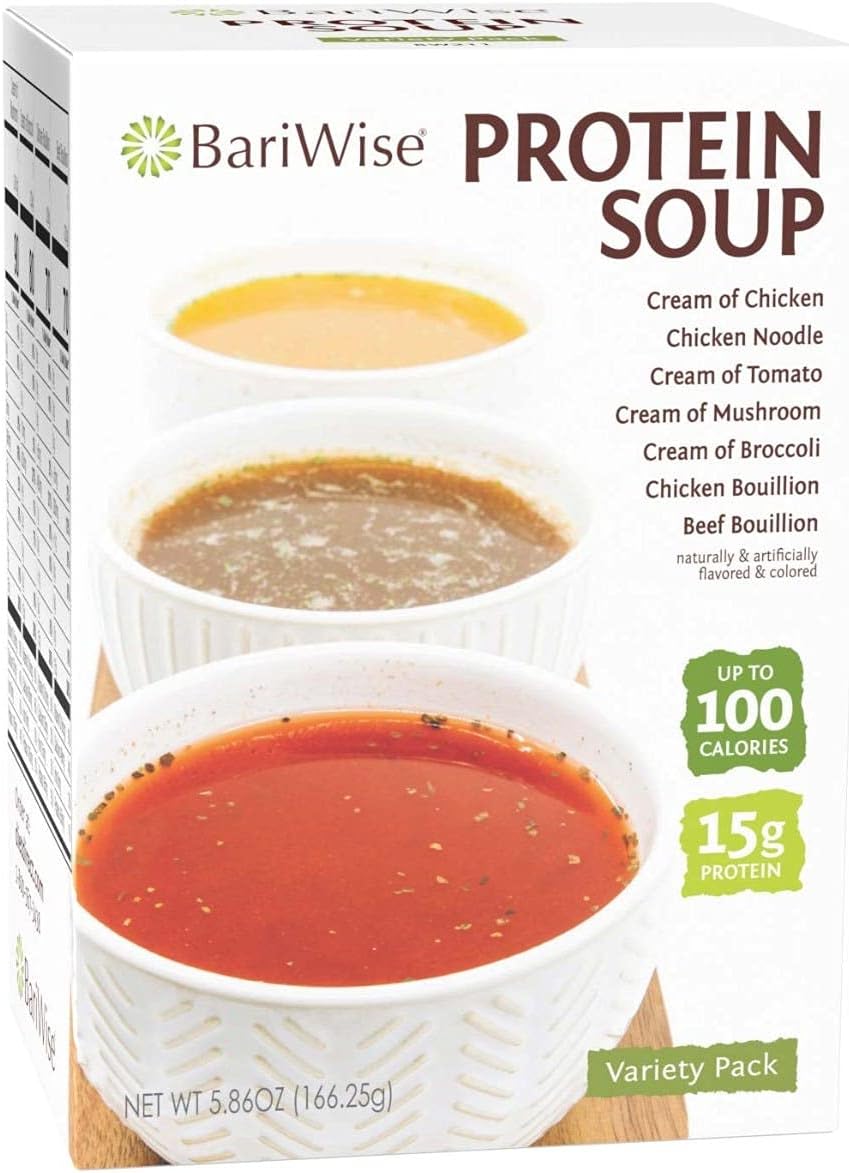 BariWise Protein Soup, Variety Pack (7ct) 3 Box Value Pack (Save 10%) - Low Carb, 15g Protein