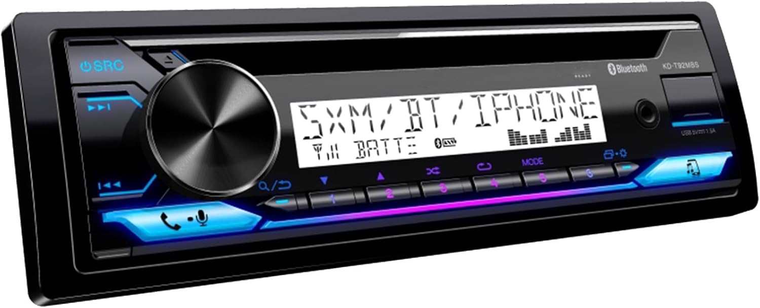 JVC KD-T92MBS Marine Boat Yacht Radio Stereo USB AUX CD Player Receiver Bundle Combo with 2X Kicker 6x9 Inch 360 Watt Car Coaxial 3-Way Audio Speakers + Enrock 50 Foot 16-Gauge Speaker Wire