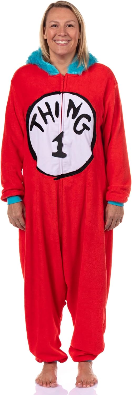 Dr. Seuss Thing 1 & Thing 2 Character Kigurumi Costume Union Suit Pajama Loungewear - Image 7