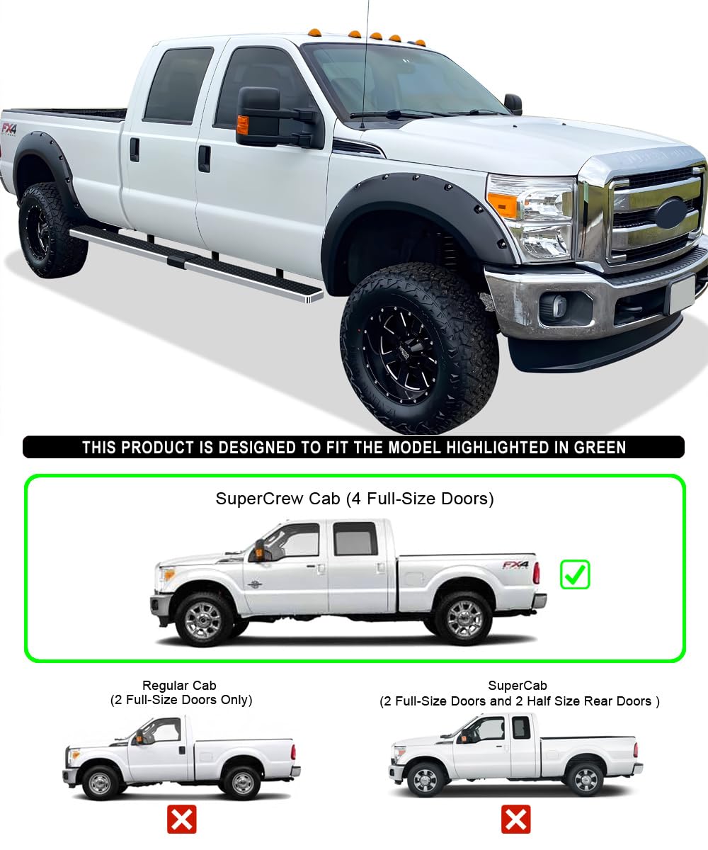 KYX Running Boards For 1999-2016 Ford F250 F350 Super Duty Crew Cab - 5" Side Steps Nerf Bars, Easy Install